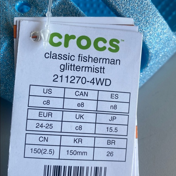 Crocs Kids Classic Fisherman Glittermistt, Size 7 & 8 - Picture 8 of 9